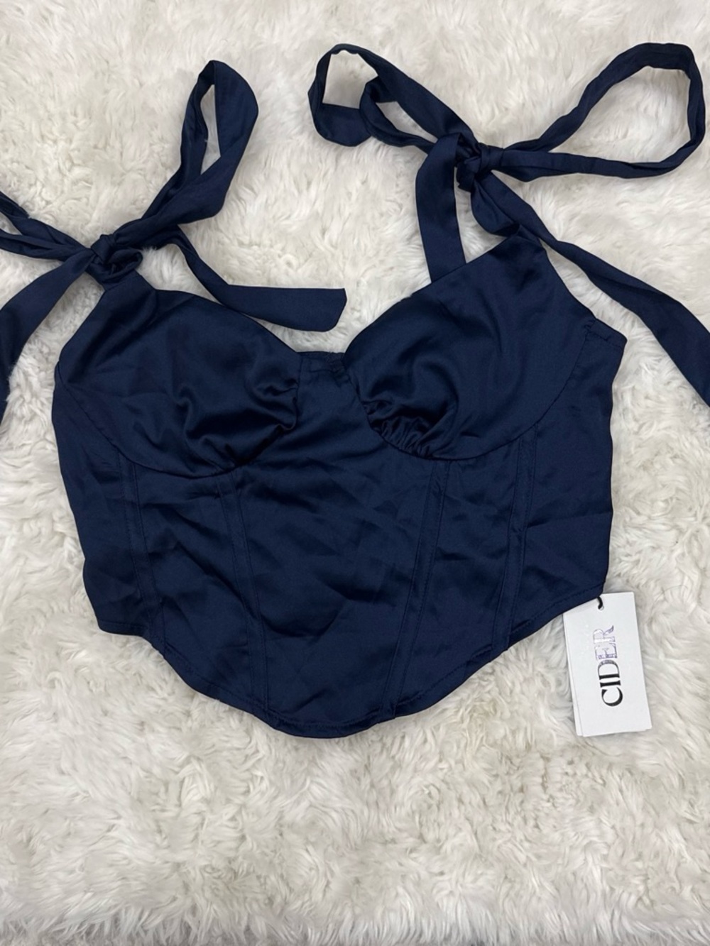 Cider Navy Tie-Strap Bustier Camisole
